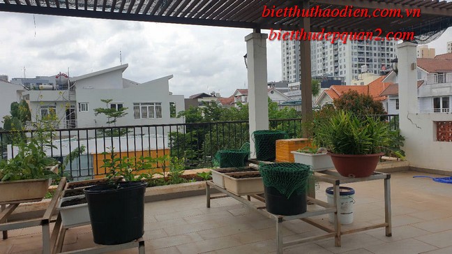 Sân thượng trống rau sạch
